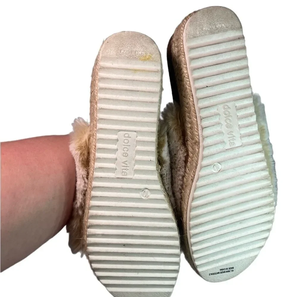 Dolce vita ilenia platform fuzzy SLIDES size 10 NEUTRAL